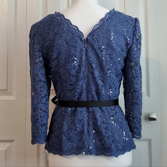 Alex Evenings | Sequined Belted Blouse - Picture 2 of 6